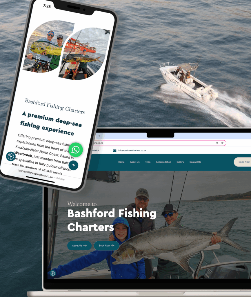 logo design, fishing, bashford fishing charters, marketing, south africa, branding, bold finch, graphic design